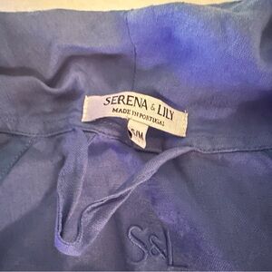 Serena & Lily Indigo linen robe unisex small- medium with waist tie- washed